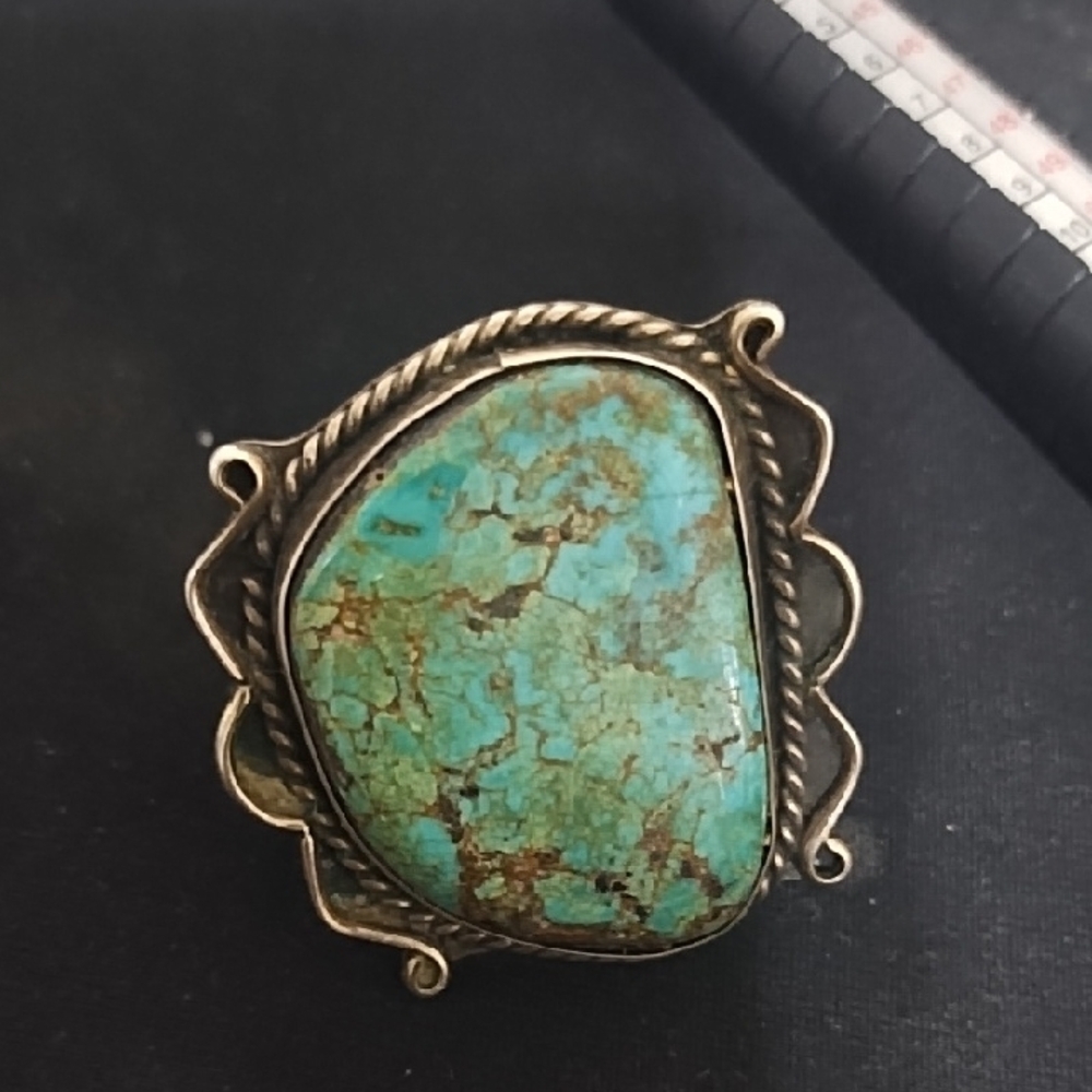 Turquoise Silver Statement Ring - image 4